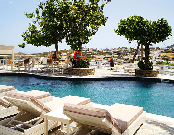 View to the villages of Sifnos from the pool